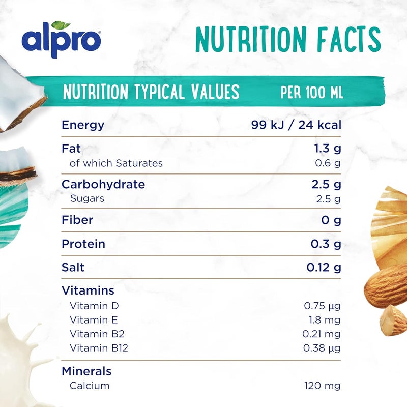 Alpro Coconut Almond Drink - 100% Plant-Based, Lactose & Dairy Free - 6 Pack of 1L Cartons - Image 2